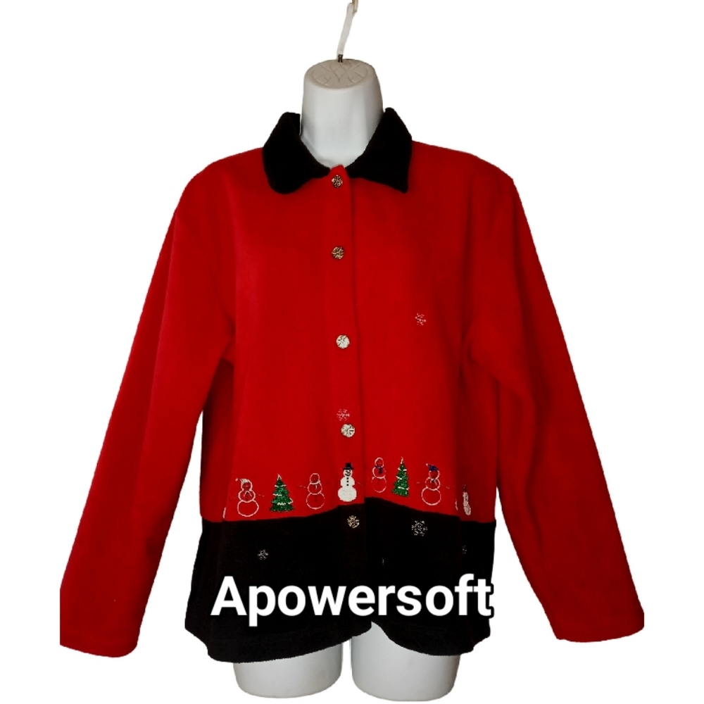 Red Snowman & Snowflake Fleece Cardigan